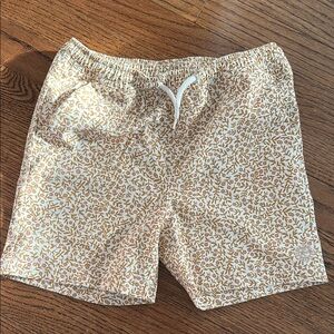 Rylee + Cru Tan Swim Trunks with Leopard Print